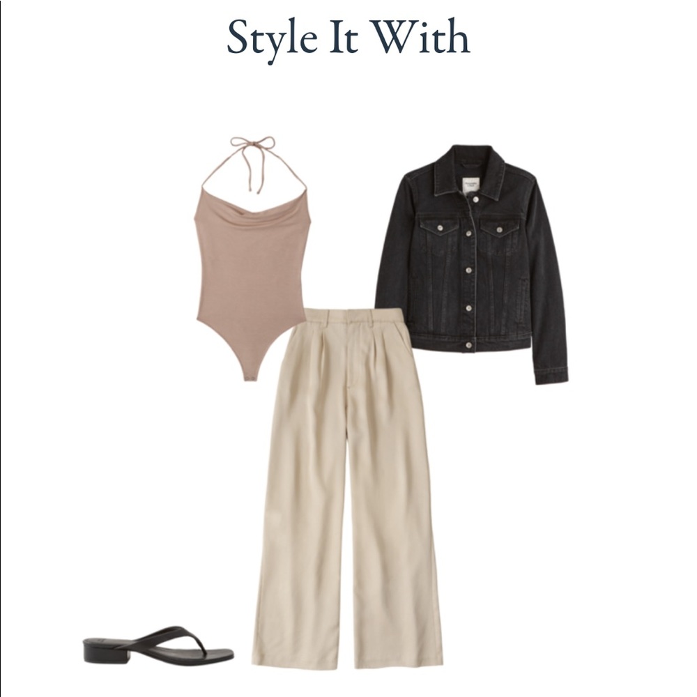 (🙅‍♀️SOLD 🙅‍♀️) A&F Tan cowl-neck halter top one piece.